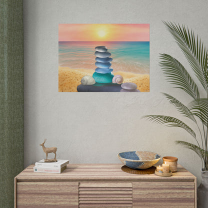 "Found By the Shore" Rolled Poster - Calming Sea Glass Wall Print