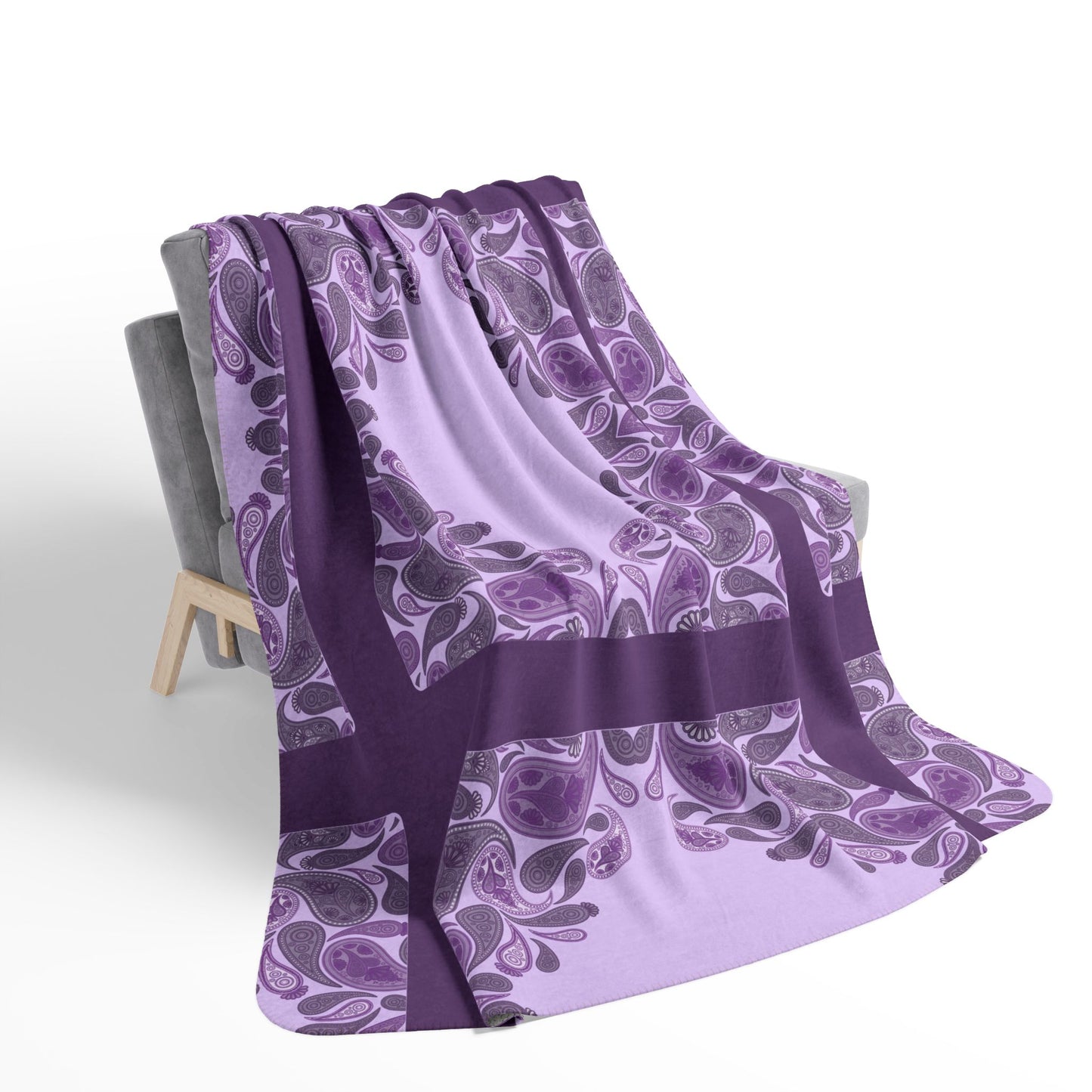 Purple Paisley Sherpa Blanket — Cozy Fleece Throw