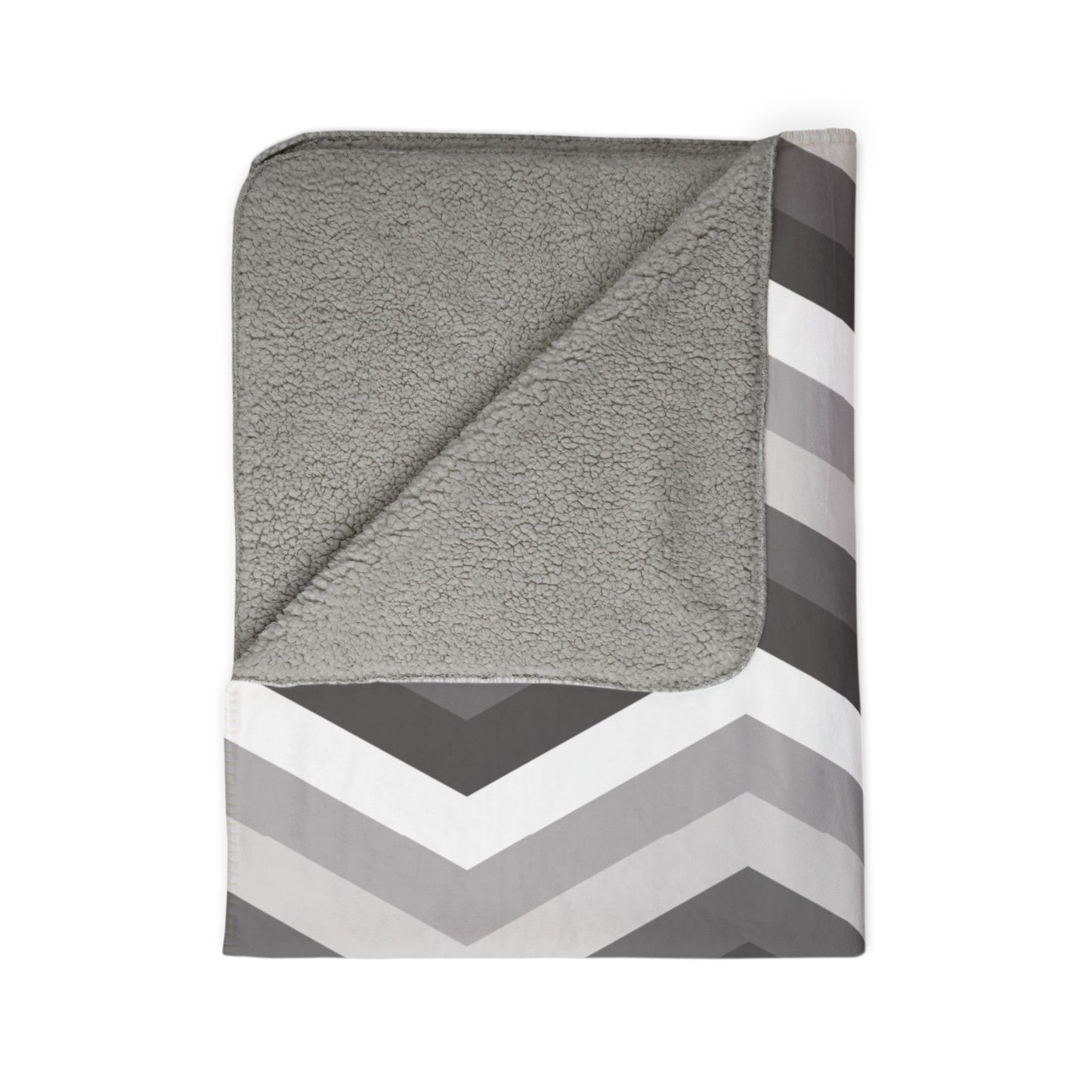 Grey Chevron Sherpa Fleece Blanket — Cozy Grey Throw