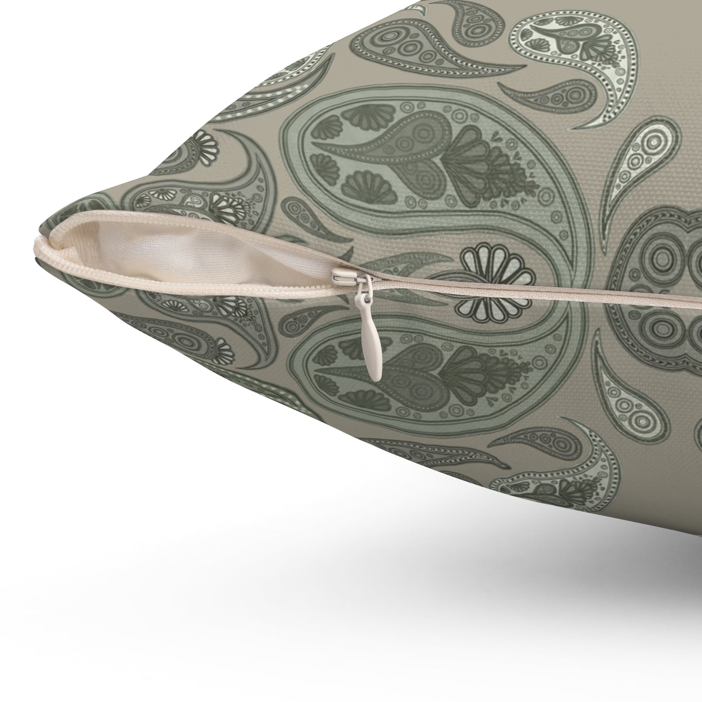 Sage Paisley Decorative Pillow — Green Throw Cushion