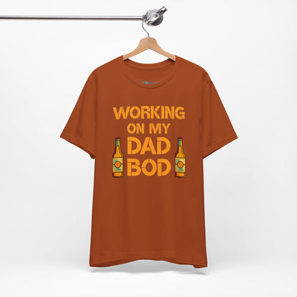 "Working On My Dad Bod" Funny Father's Day Tee with Beer Graphic