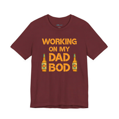 "Working On My Dad Bod" Funny Father's Day Tee with Beer Graphic