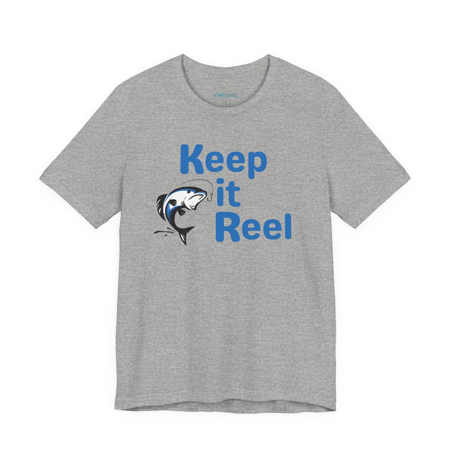 "Keep It Reel" Fishing T-Shirt — Funny Angler Tee with Jumping Fish Design
