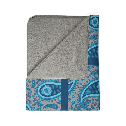 Blue Paisley Fleece Sherpa Blanket – Cozy Paisley Throw