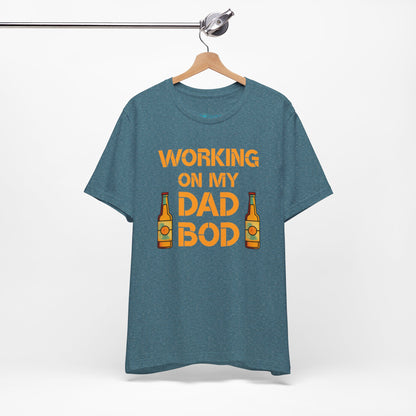 "Working On My Dad Bod" Funny Father's Day Tee with Beer Graphic
