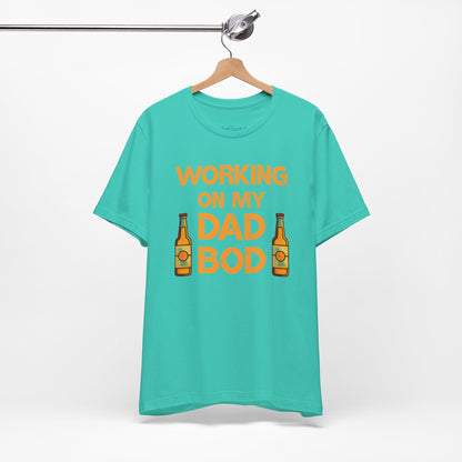 "Working On My Dad Bod" Funny Father's Day Tee with Beer Graphic