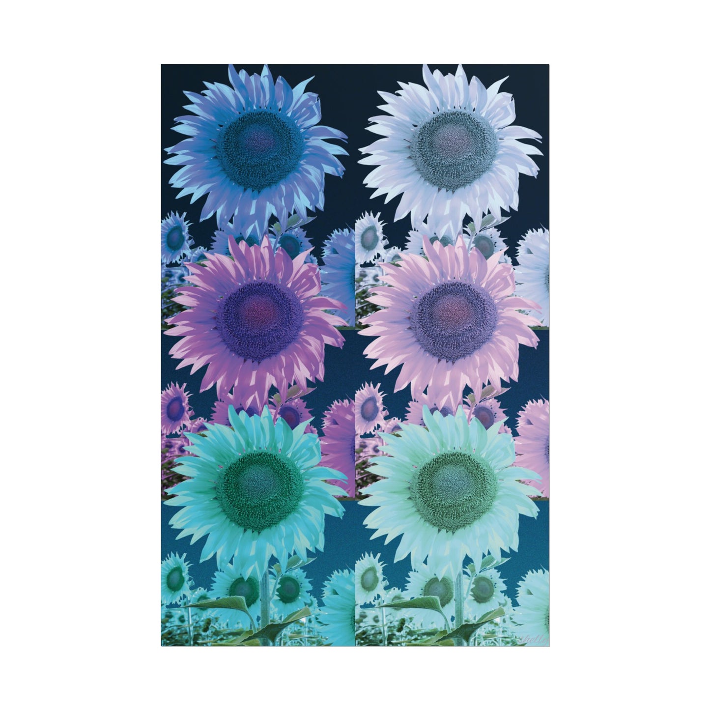 "Electric Bloom" Rolled Poster — Pastel Pop Sunflower Art Print