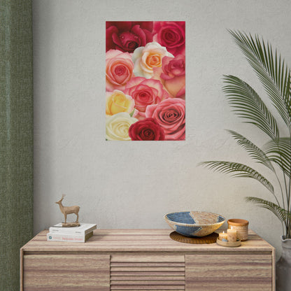 "Velvet Roses" Rolled Poster — Multi-Color Floral Wall Art