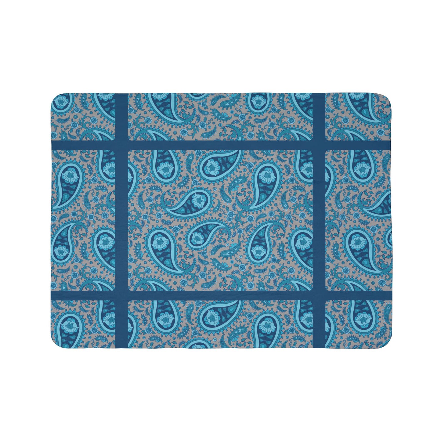 Blue Paisley Fleece Sherpa Blanket – Cozy Paisley Throw