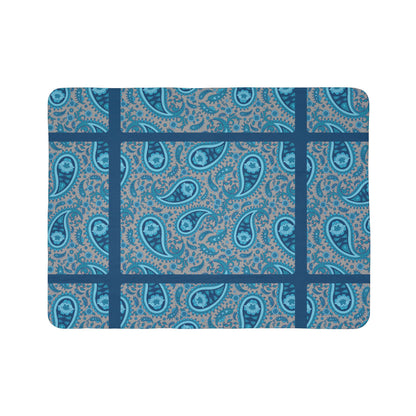 Blue Paisley Fleece Sherpa Blanket – Cozy Paisley Throw