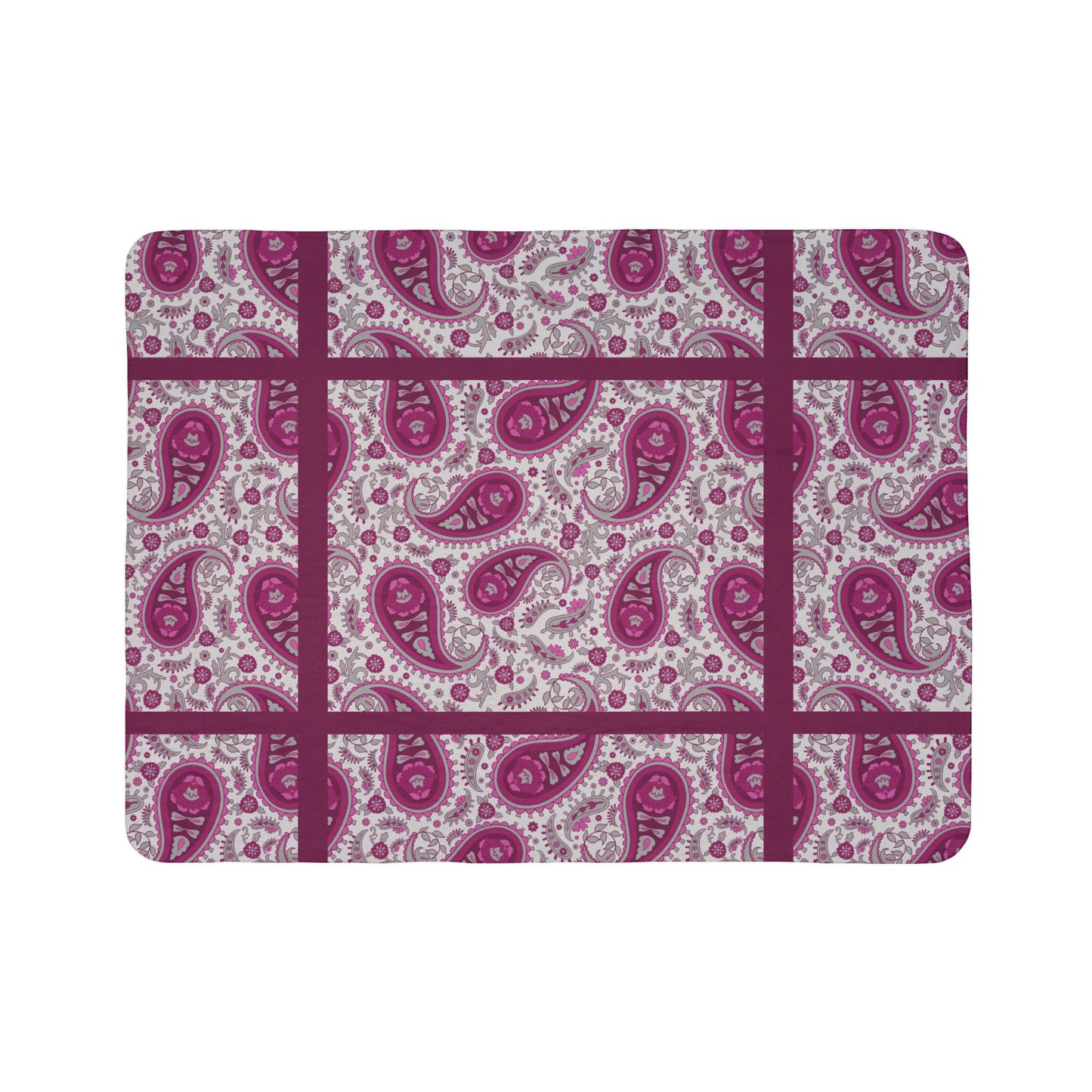 Burgundy Paisley Sherpa Fleece Blanket – Cozy Throw for Home
