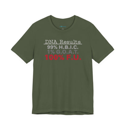 DNA Results — "99% H.B.I.C. 1% G.O.A.T. 100% F.U." Graphic T‑Shirt