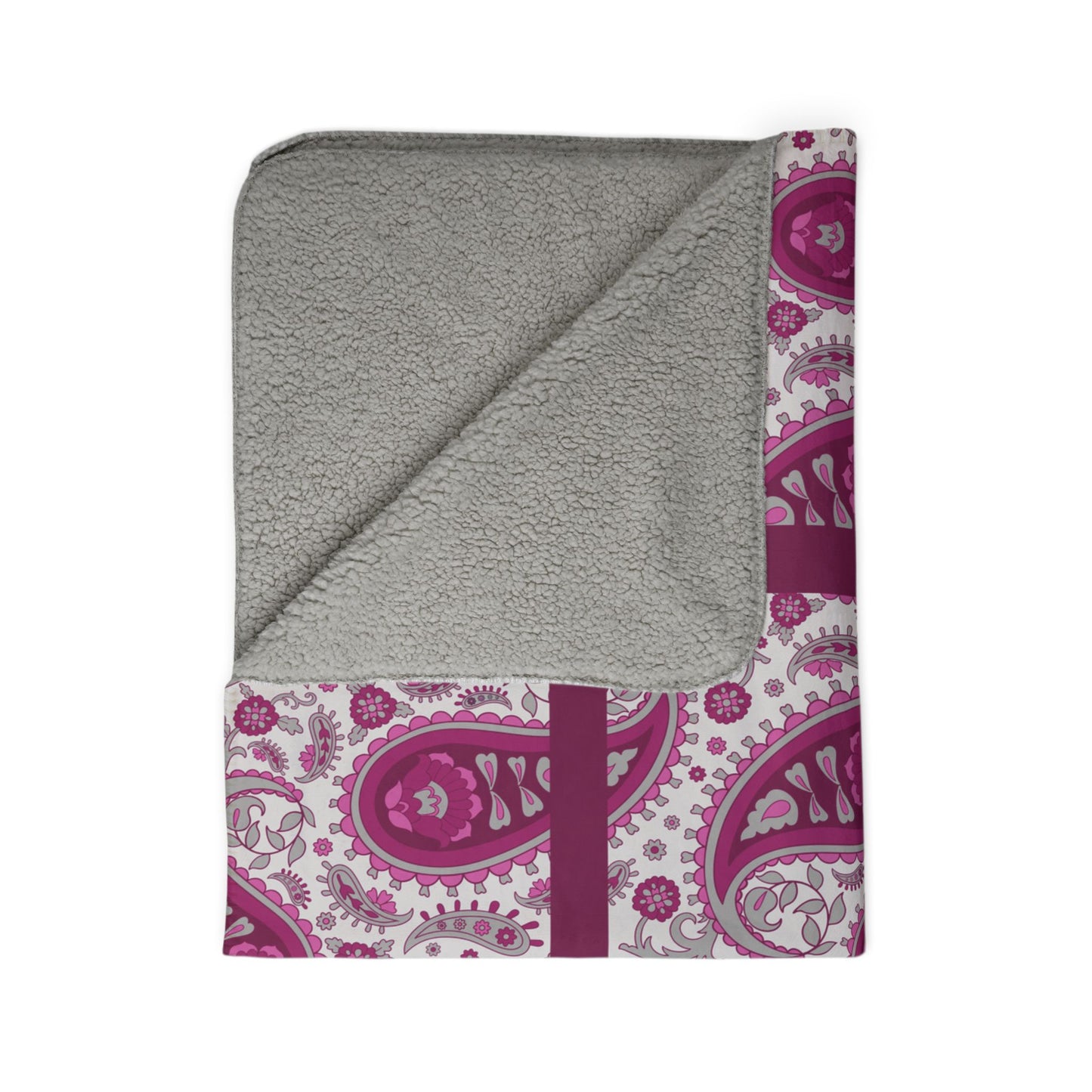Burgundy Paisley Sherpa Fleece Blanket – Cozy Throw for Home