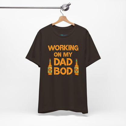 "Working On My Dad Bod" Funny Father's Day Tee with Beer Graphic
