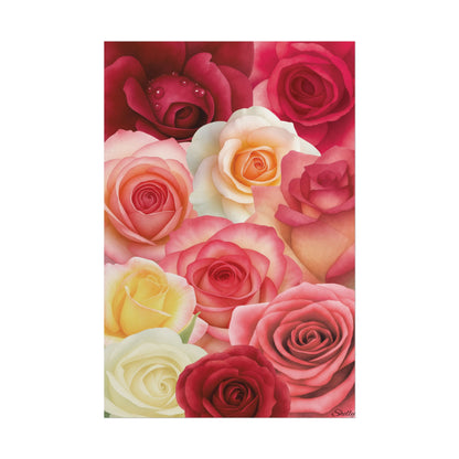 "Velvet Roses" Rolled Poster — Multi-Color Floral Wall Art