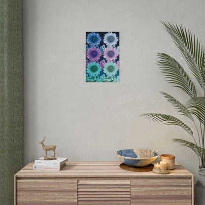 "Electric Bloom" Rolled Poster — Pastel Pop Sunflower Art Print