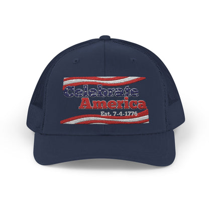 "Celebrate America" – Patriotic July 4th Trucker Hat