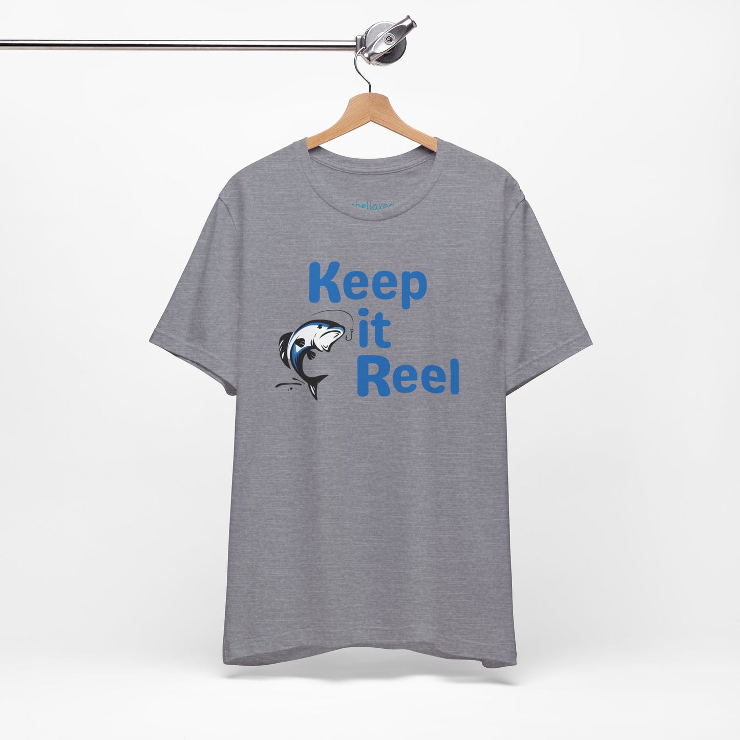 "Keep It Reel" Fishing T-Shirt — Funny Angler Tee with Jumping Fish Design