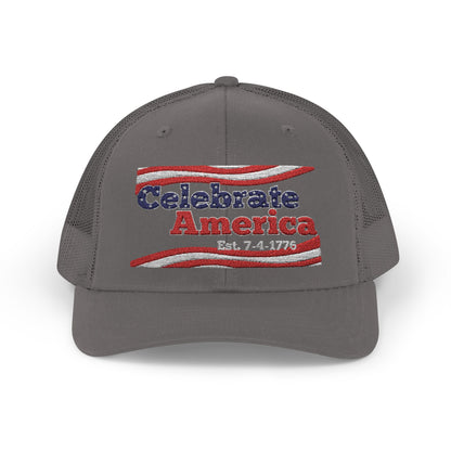 "Celebrate America" – Patriotic July 4th Trucker Hat