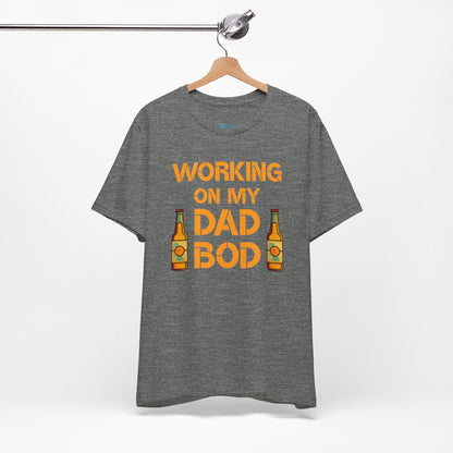 "Working On My Dad Bod" Funny Father's Day Tee with Beer Graphic