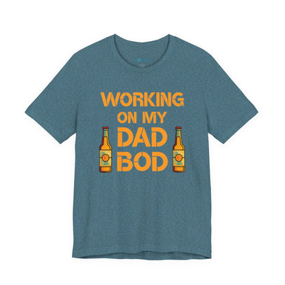 "Working On My Dad Bod" Funny Father's Day Tee with Beer Graphic