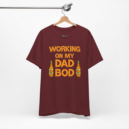 "Working On My Dad Bod" Funny Father's Day Tee with Beer Graphic