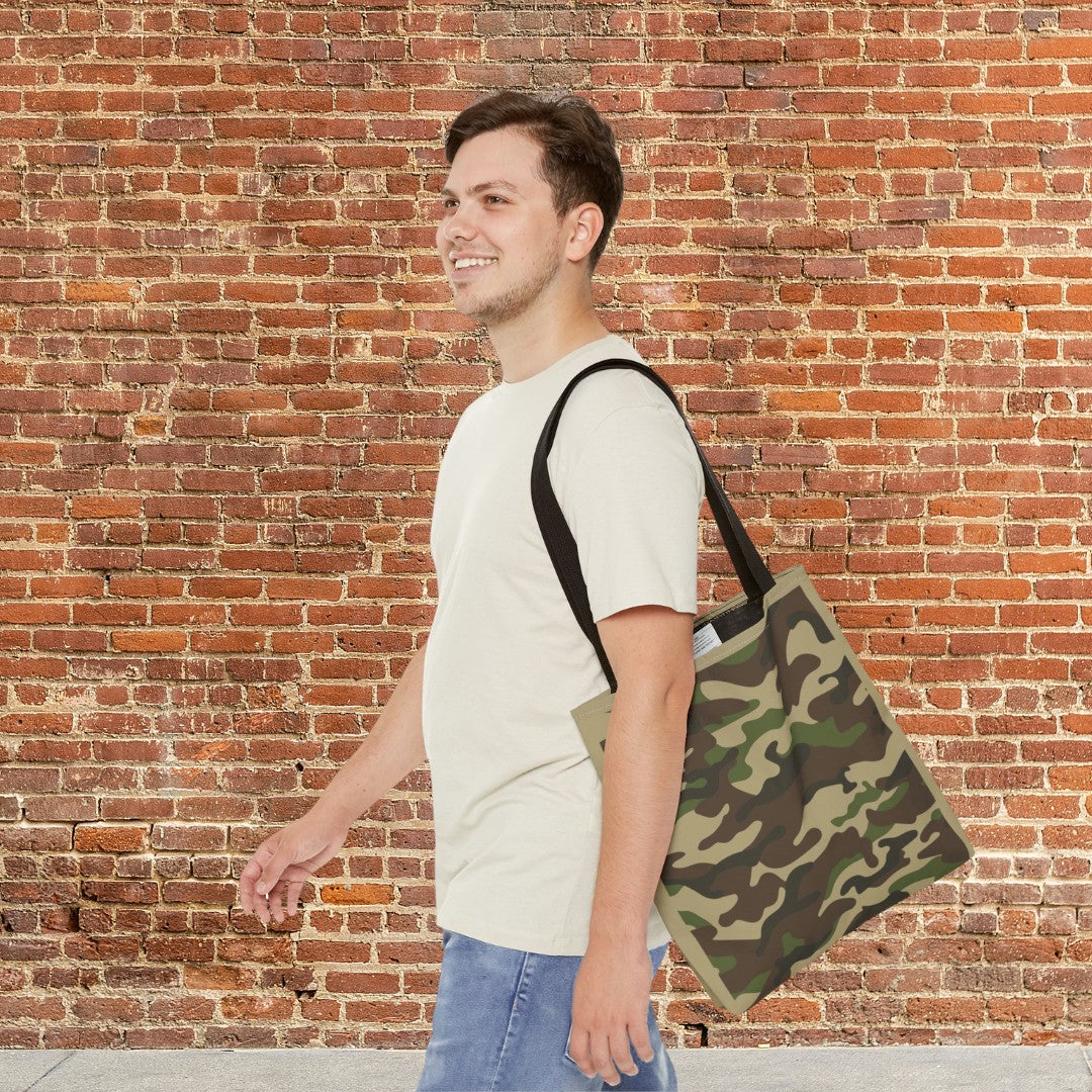 Camo Canvas Tote Bag — Dual Sided Camouflage w/ Black Handle