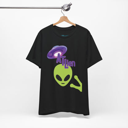 ATL Alien Graphic T-Shirt – Green Alien & Purple UFO Tee