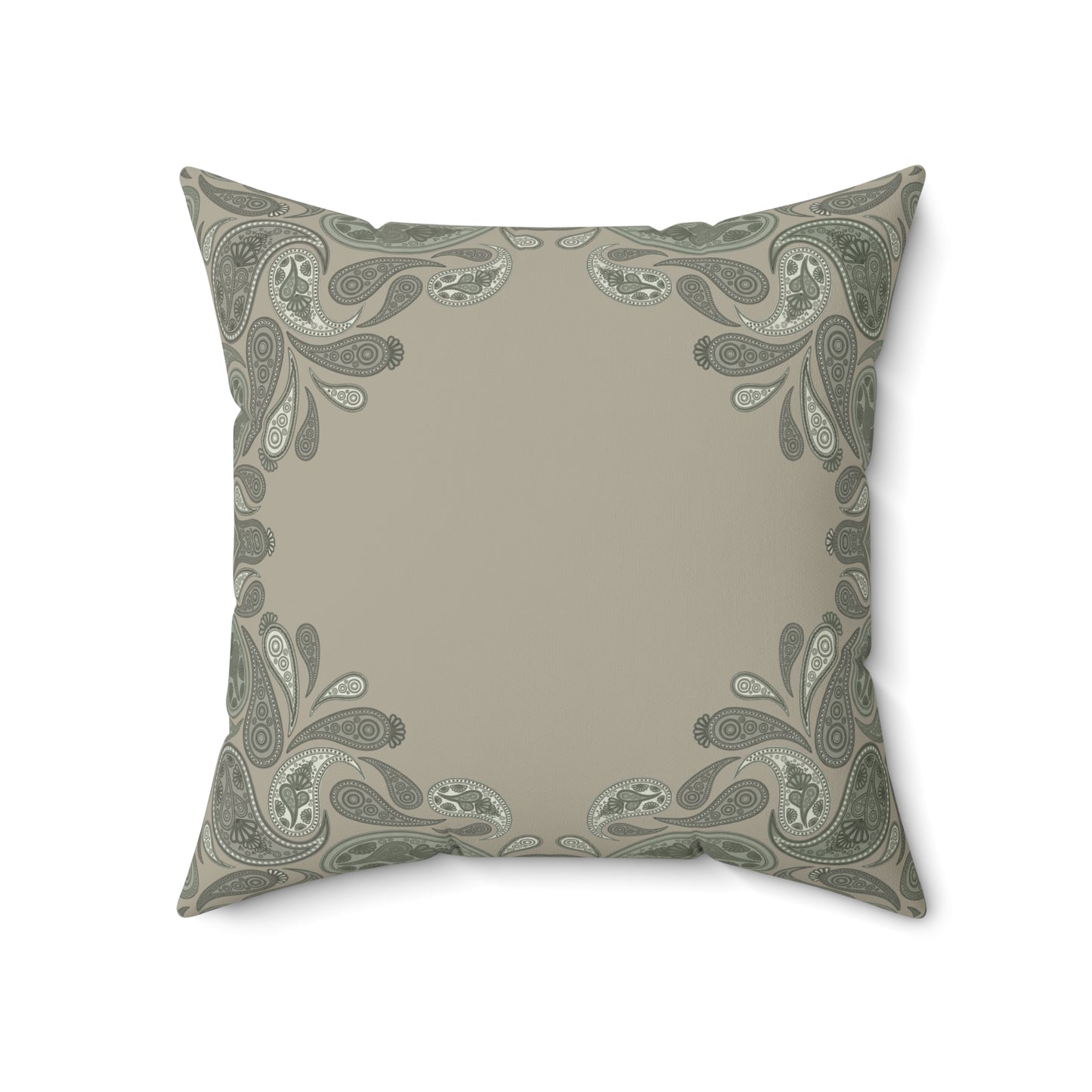Sage Paisley Decorative Pillow — Green Throw Cushion