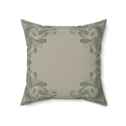 Sage Paisley Decorative Pillow — Green Throw Cushion