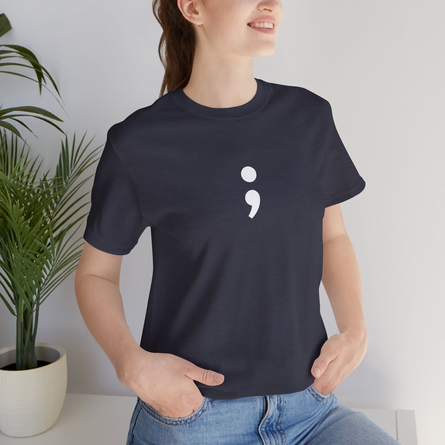 Semicolon Minimalist Tee — Mental Health Awareness T-Shirt