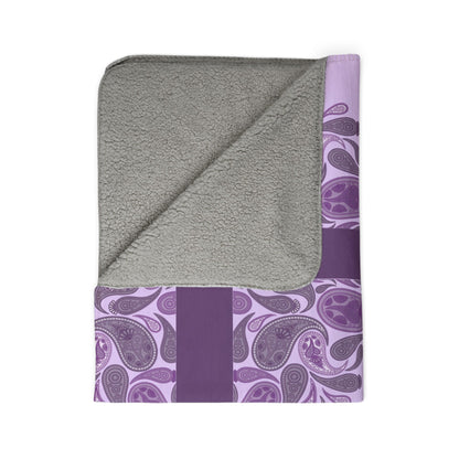 Purple Paisley Sherpa Blanket — Cozy Fleece Throw