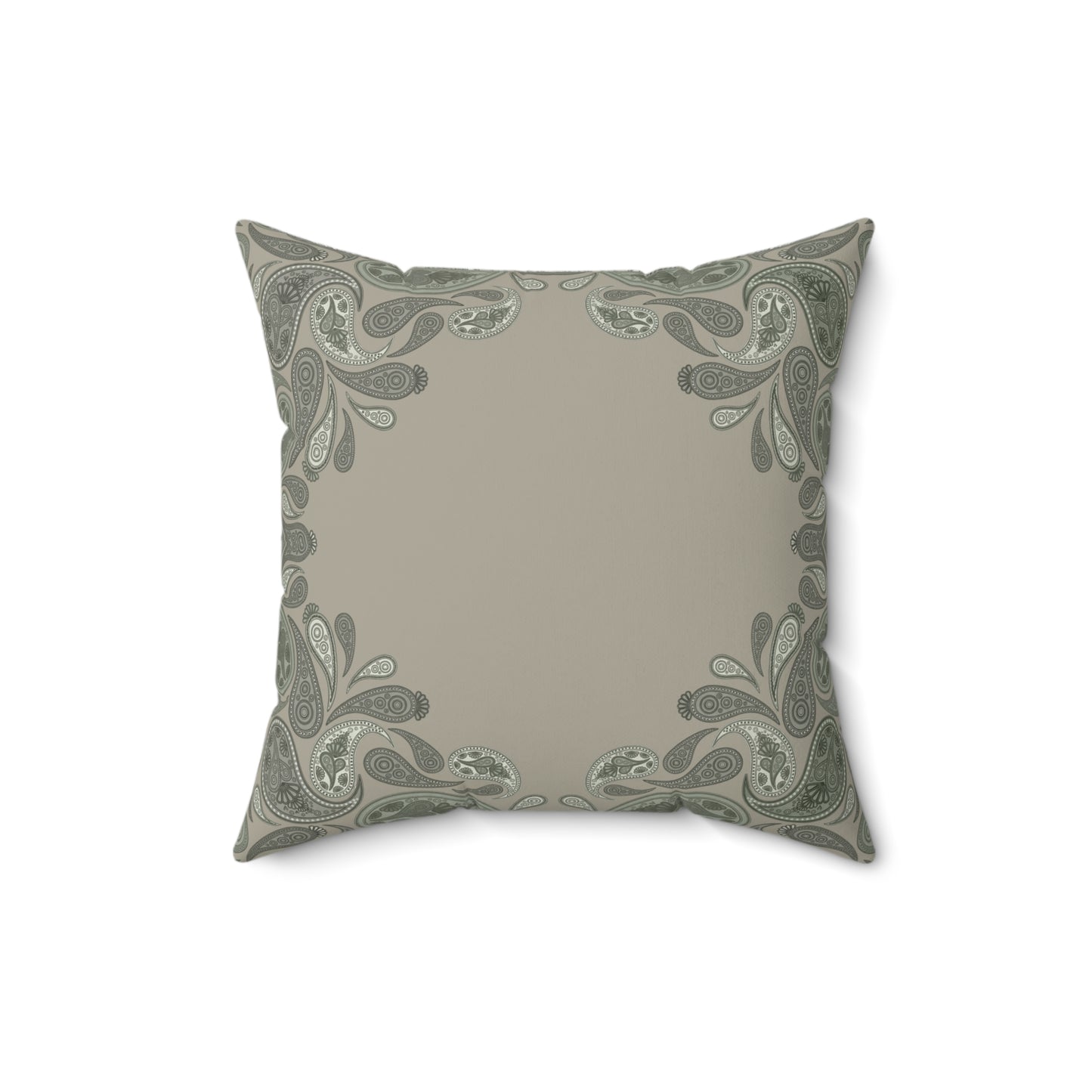 Sage Paisley Decorative Pillow — Green Throw Cushion