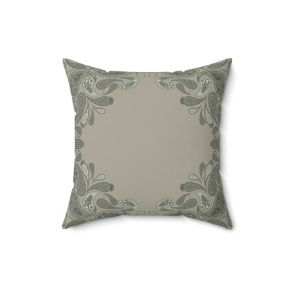 Sage Paisley Decorative Pillow — Green Throw Cushion