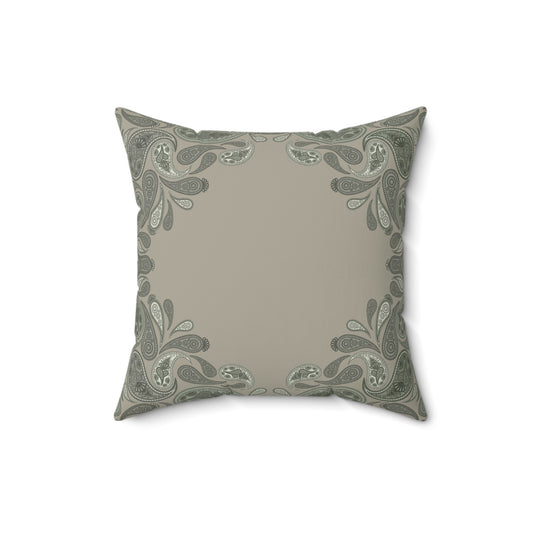 Sage Paisley Decorative Pillow — Green Throw Cushion