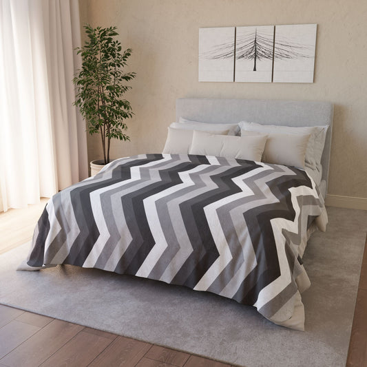 Grey Chevron Sherpa Fleece Blanket — Cozy Grey Throw