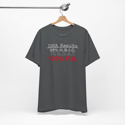 DNA Results — "99% H.B.I.C. 1% G.O.A.T. 100% F.U." Graphic T‑Shirt