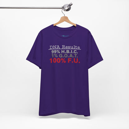 DNA Results — "99% H.B.I.C. 1% G.O.A.T. 100% F.U." Graphic T‑Shirt