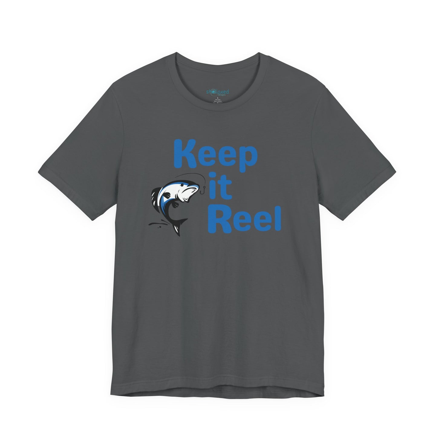 "Keep It Reel" Fishing T-Shirt — Funny Angler Tee with Jumping Fish Design
