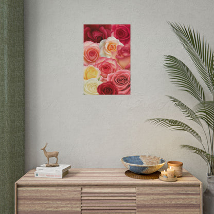 "Velvet Roses" Rolled Poster — Multi-Color Floral Wall Art
