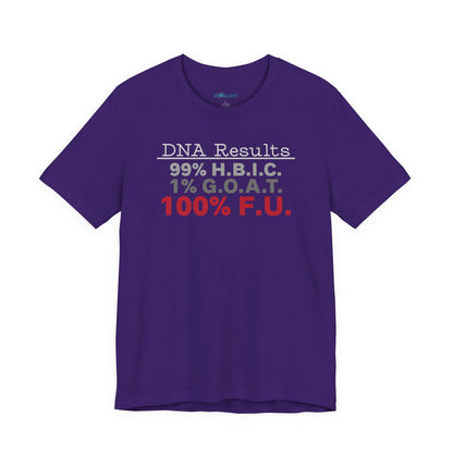 DNA Results — "99% H.B.I.C. 1% G.O.A.T. 100% F.U." Graphic T‑Shirt