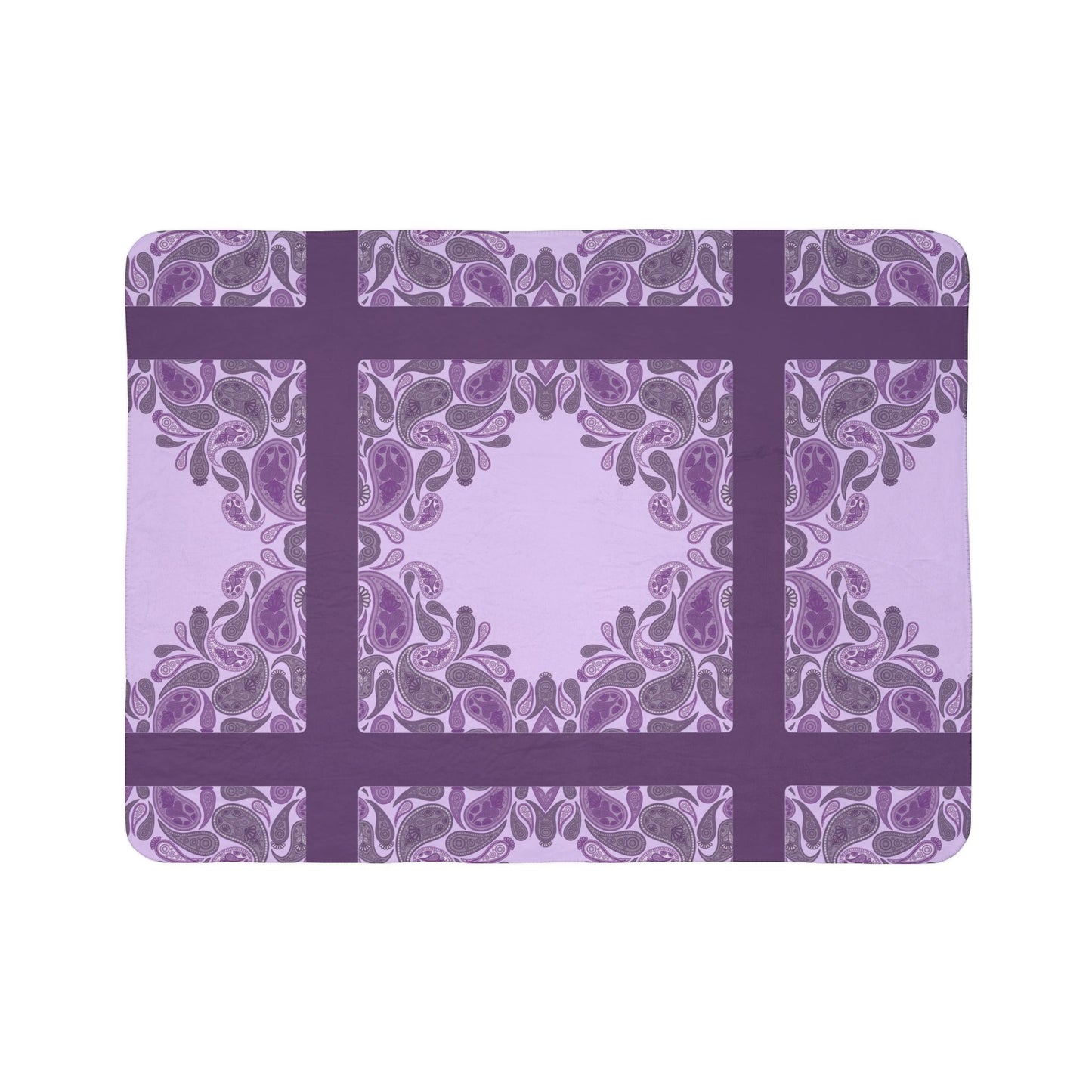 Purple Paisley Sherpa Blanket — Cozy Fleece Throw