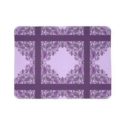 Purple Paisley Sherpa Blanket — Cozy Fleece Throw