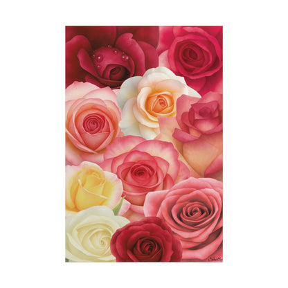 "Velvet Roses" Rolled Poster — Multi-Color Floral Wall Art