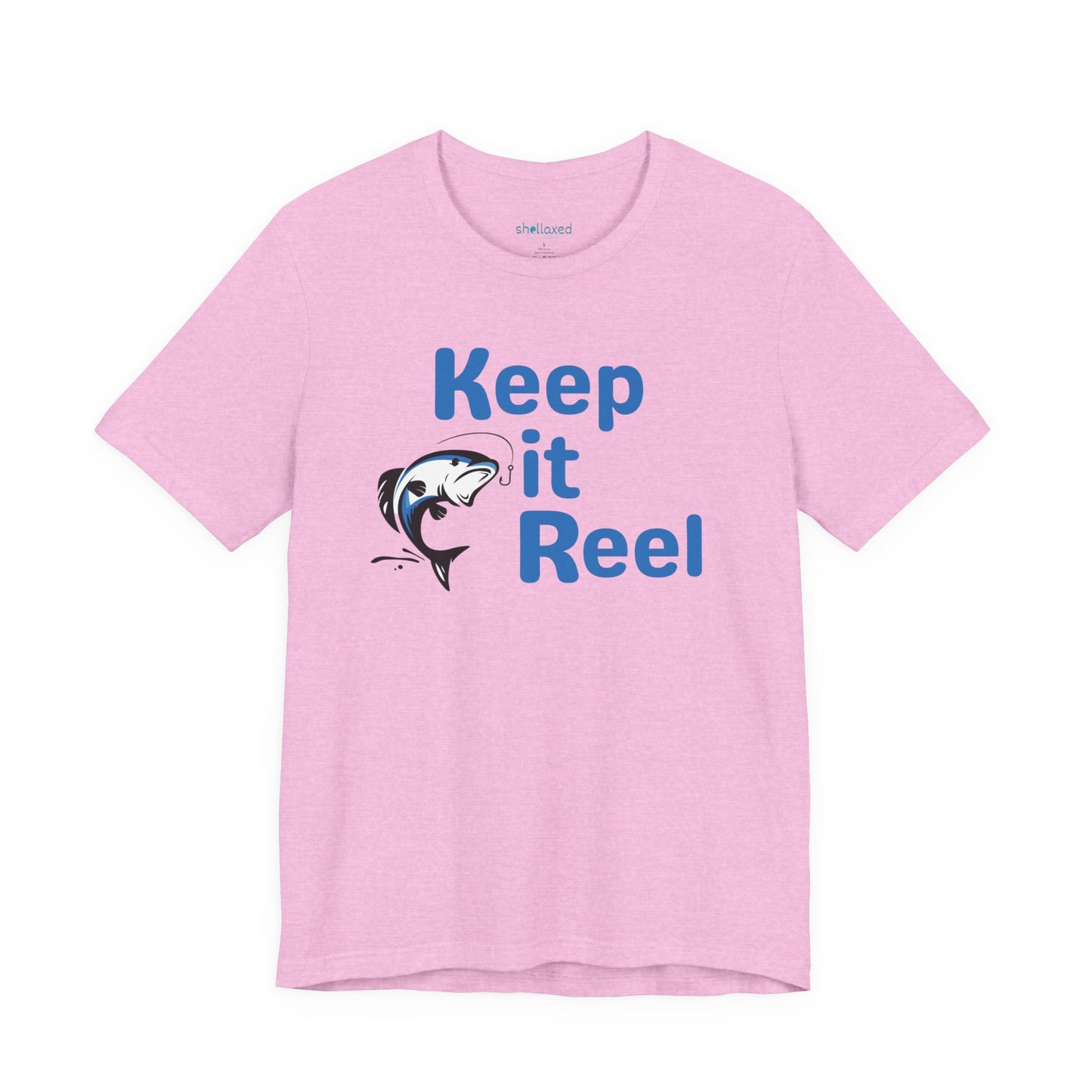 "Keep It Reel" Fishing T-Shirt — Funny Angler Tee with Jumping Fish Design