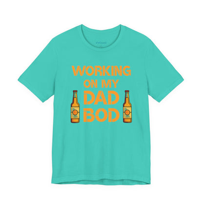 "Working On My Dad Bod" Funny Father's Day Tee with Beer Graphic