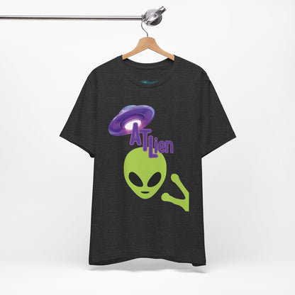 ATL Alien Graphic T-Shirt – Green Alien & Purple UFO Tee
