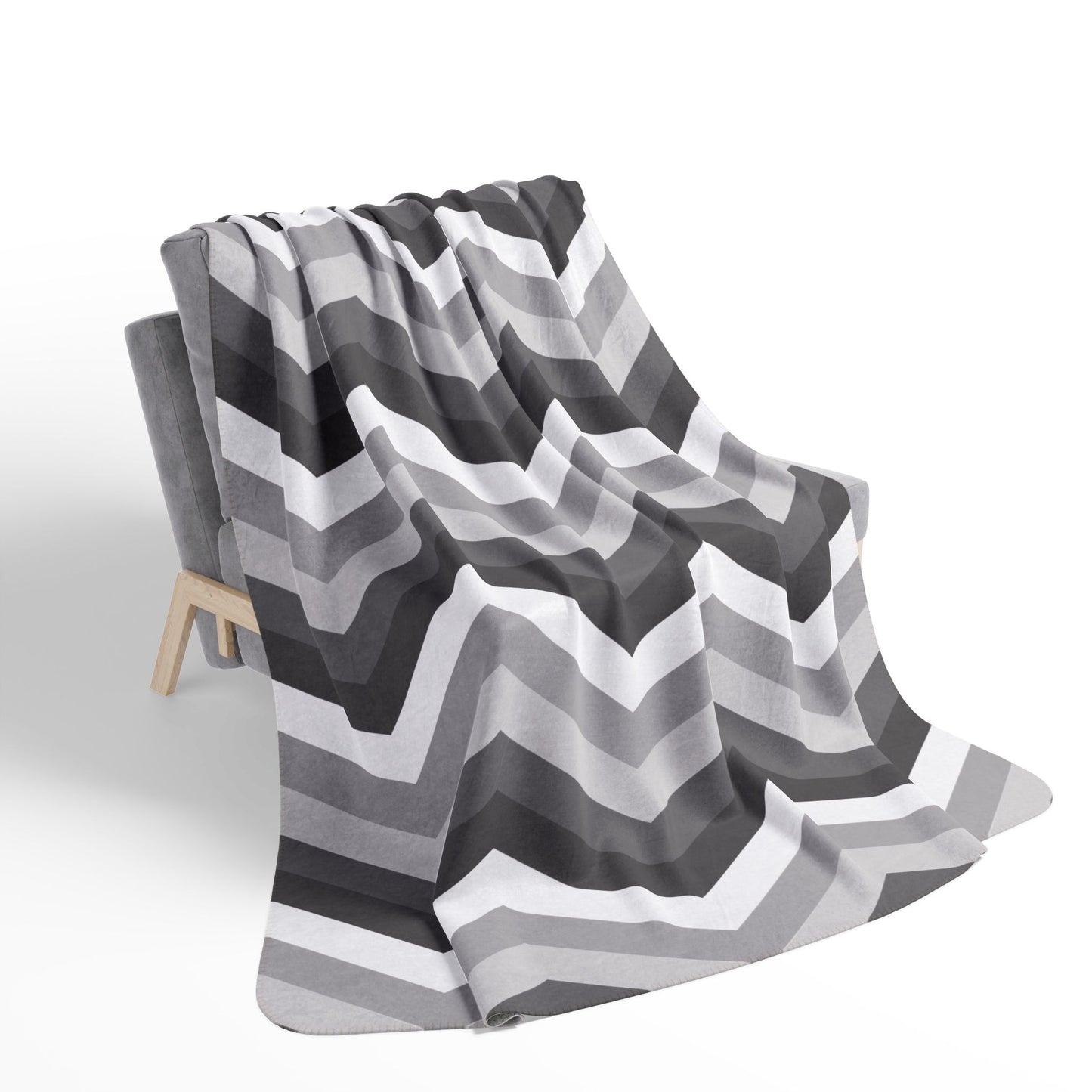 Grey Chevron Sherpa Fleece Blanket — Cozy Grey Throw