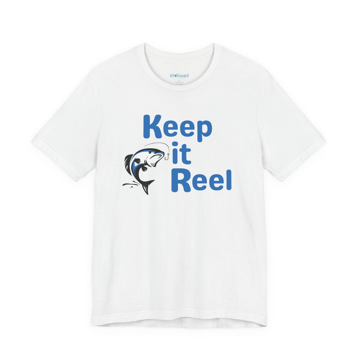 "Keep It Reel" Fishing T-Shirt — Funny Angler Tee with Jumping Fish Design