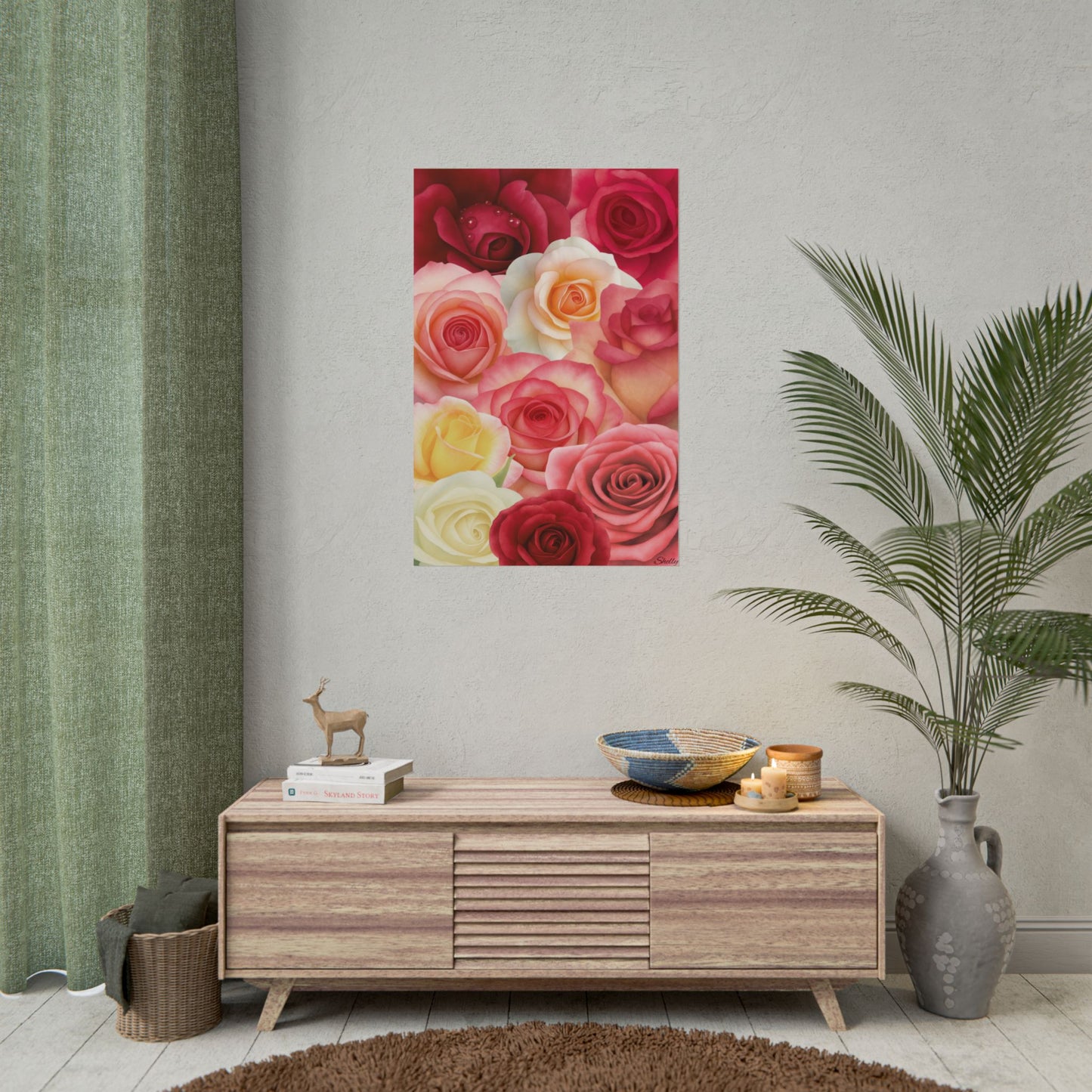 "Velvet Roses" Rolled Poster — Multi-Color Floral Wall Art